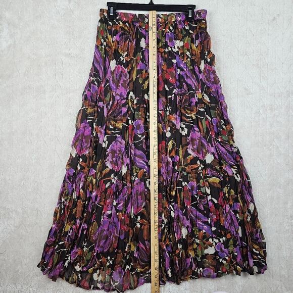 VTG Krazy Kat Maxi Skirt Medium Art To Wear Retro Fairy Pleated Floral Cottage - Picture 2 of 4
